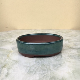 Chậu bonsai Oval mini men hỏa biến gốm Bát tràng 1 size BM-119 -hm