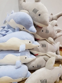 CÁ MẬP NHỒI BÔNG MÀU XÁM Size 65cm