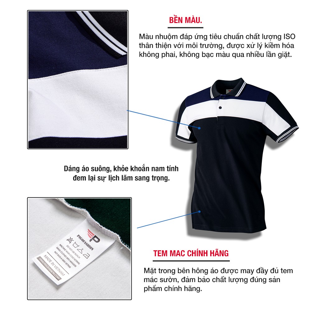 Áo Polo Nam ráp phối LUKE , vải cá sấu cotton xịn siêu mát, dáng regular, bền màu PPL35 Pigofashion