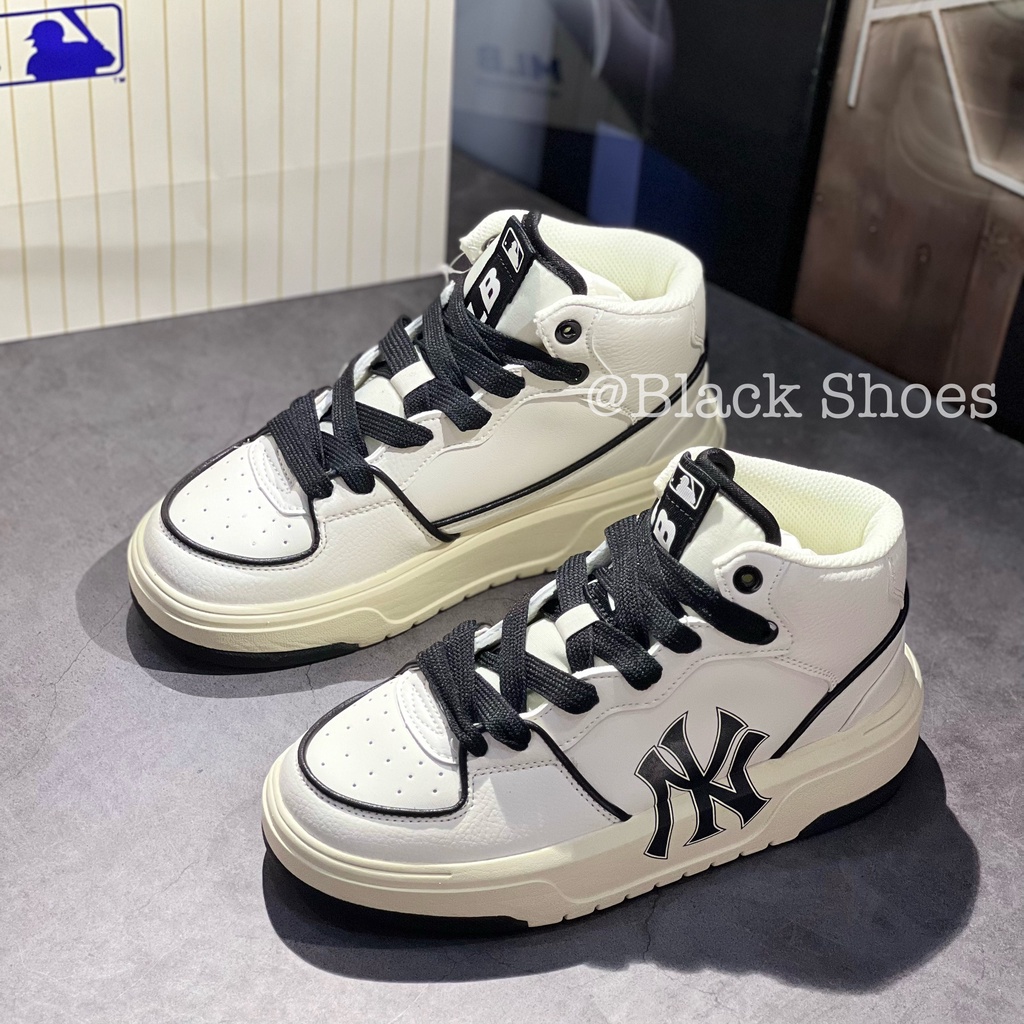 Giày NY MLB Liner Đen Cao Cổ Đế 5cm Giày Tăng Chiều Cao Giày Sneaker Nam Nữ Giày Thể Thao NY Chunky Newyork Hig Mới