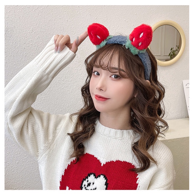 Băng đô dạng ấn họa tiết dâu tây dễ thương cho nữ