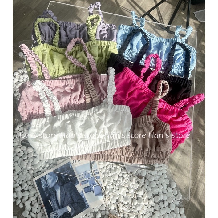 ÁO CROP DÂY NHIỀU MÀU NHÚNG CỰC XINH