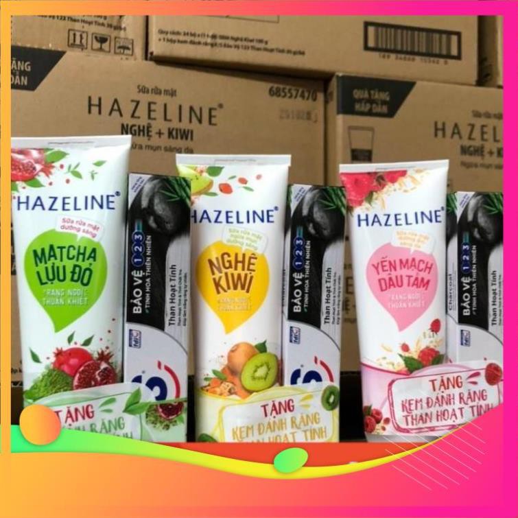 Sữa Rửa Mặt Hazeline Kiwi Nghệ, Matcha lựu đỏ 100g