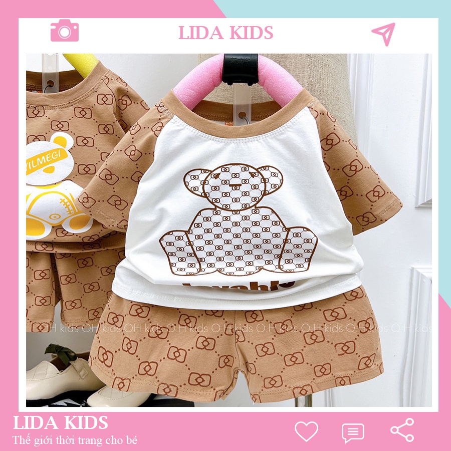 Bộ Quần Áo Cộc Tay Trẻ Em Chất Cotton Mùa Hè Gucci Hot