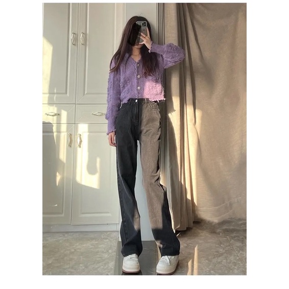 Quần Jeans Ống Suông Nam Nữ Unisex Màu Đen Khói Basic Cạp Cao Cạp Cao Phong Cách Ulzzang Hàn Quốc Chất Jean Loại 1
