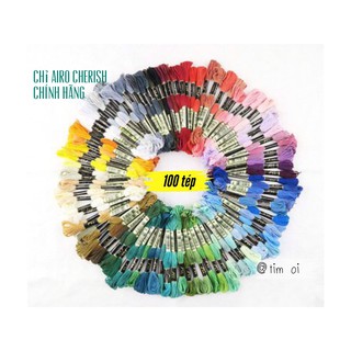 Set 100 Tép chỉ thêu cotton chính hãng Cherish chất lượng cao không phai màu, dai, bền - (1 tép 8 mét)
