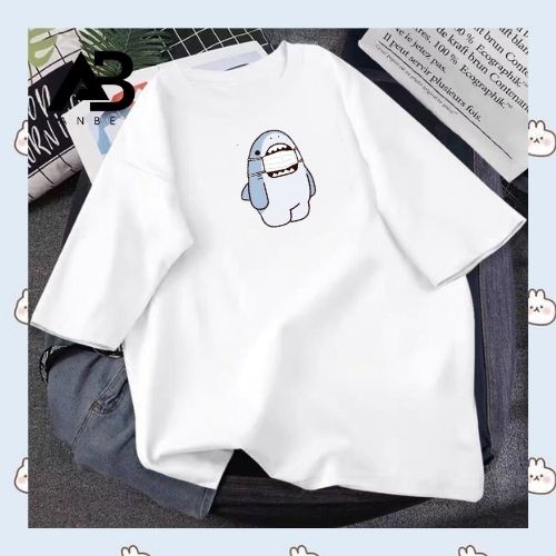 Áo Thun Nữ Tay Ngắn Cổ Tròn In Cá Mập Cute Giá Rẻ 10k Đẹp Vải Dày Mịn ANBE BEAUTY