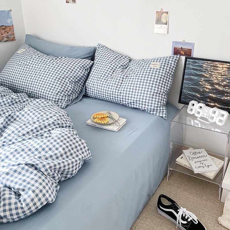 Bộ chăn ga gối Cotton TC caro kẻ MÂY BEDDING đủ màu đủ kích thước nệm