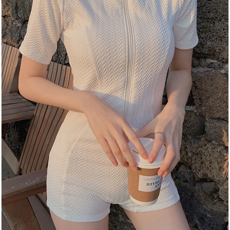 Bộ Đồ Bơi Một Mảnh Màu Trắng/Đen Thời Trang Hàn Quốc Quyến Rũ Cho Nữ