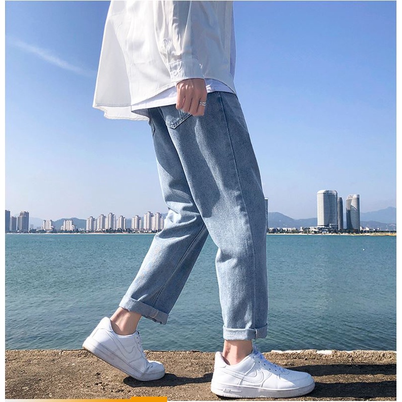 Quần Jean BAGGY nam ống suông rộng Hàn Quốc 2022 Xanh Sky