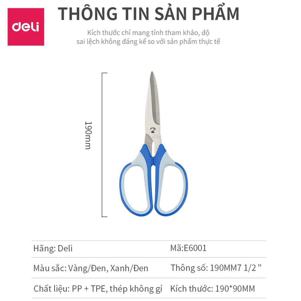 Kéo cắt gà Deli 190mm - Kéo nhà bếp đa năng sử dụng phòng bếp - Đen/Xanh - E6001 - MIYABI STORE