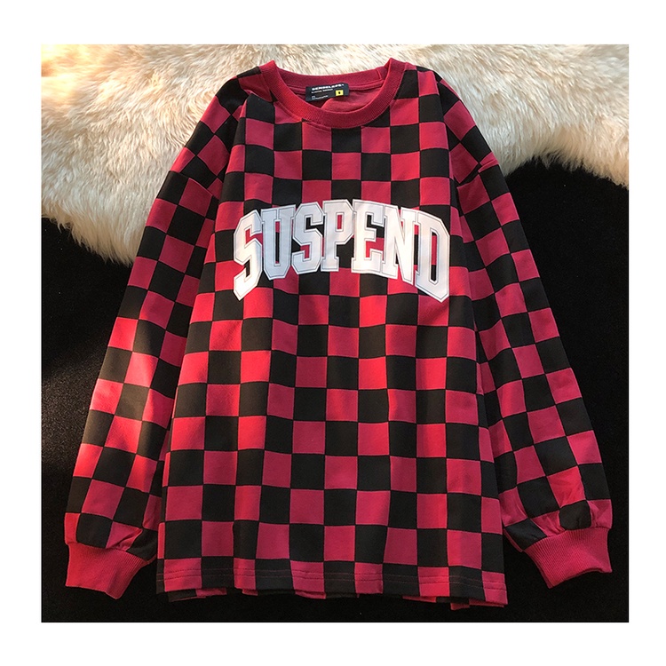 Áo Sweater Mỏng Cổ Tròn In Họa Tiết Caro Xinh Xắn Cho Nữ | BigBuy360 - bigbuy360.vn