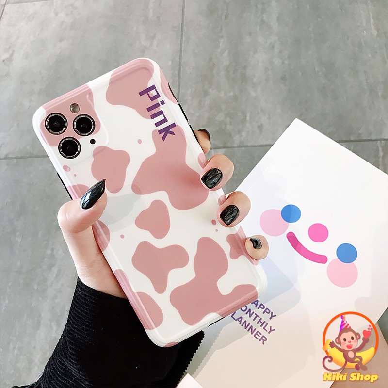 Milk Cow Print Phone Case for iPhone 12 11 Pro Max X Xs Max XR 8 7 Plus Lens Protector Smooth Soft IMD Back Cover