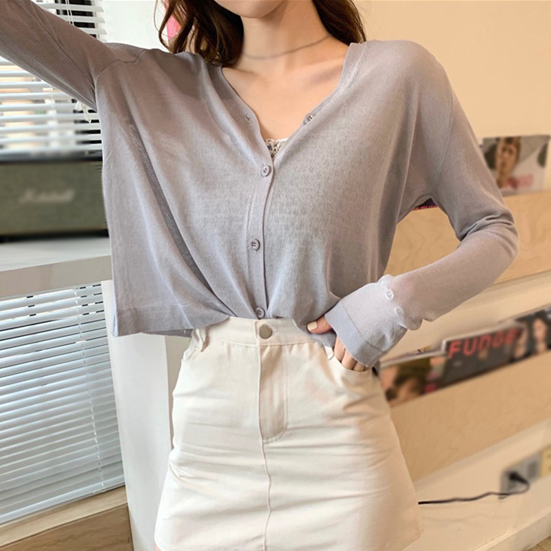 Áo cardigan cổ chữ v tay dài dáng rộng thiết kế thời trang dành cho nữ
