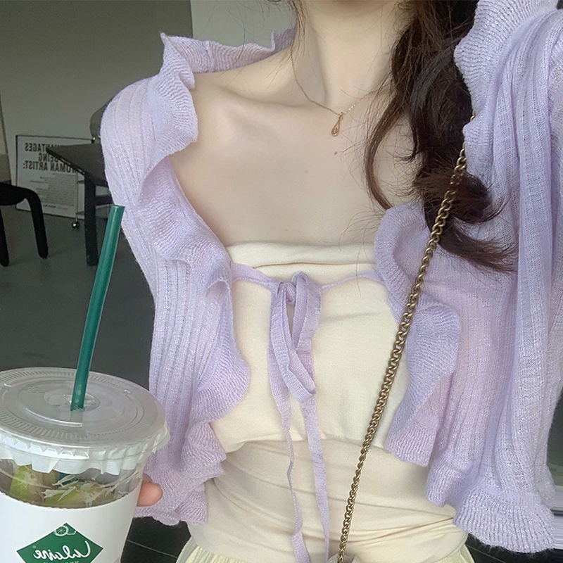 Áo Khoác cardigan Dệt Kim Mỏng Chống Nắng Thời Trang Mùa Hè Cho Nữ