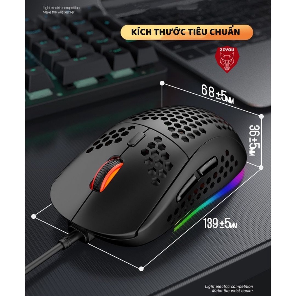 Chuột Máy Tính Gaming Ziyou M8 Led Rgb Phiên Bản Cao Cấp 2023, Chuột Nhạy 3200 DPI, Tương Thích Máy Tính, Laptop