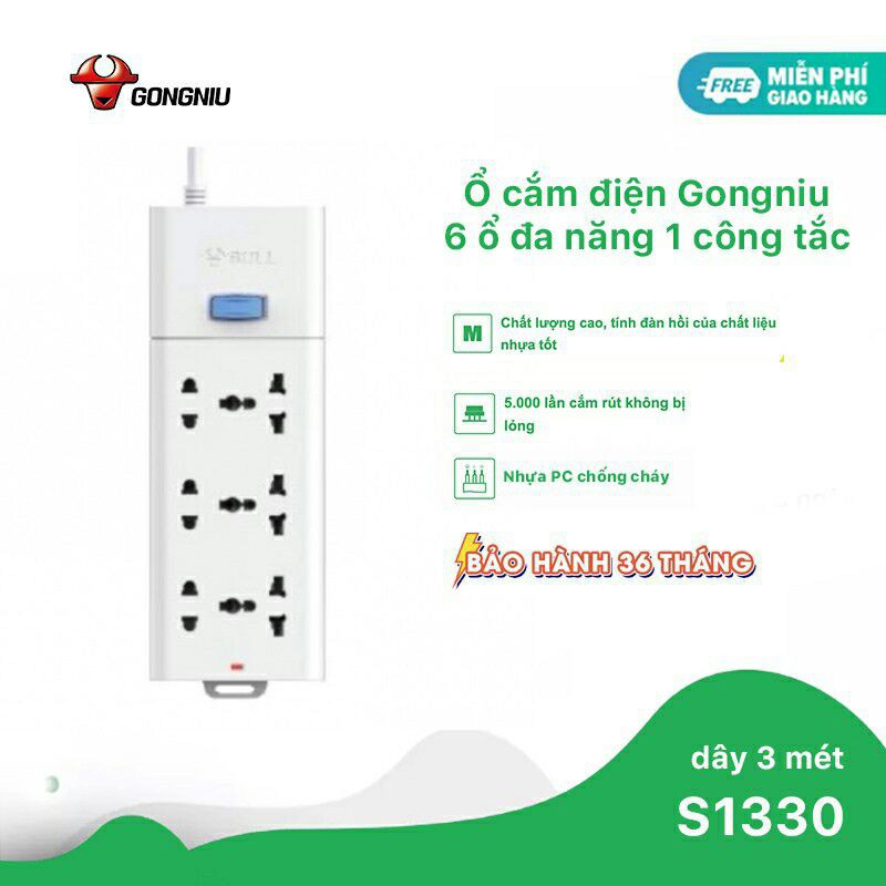 Ổ CẮM ĐIỆN GONGNIU AN TOÀN ,Chống Cháy, Công Suất 2500W