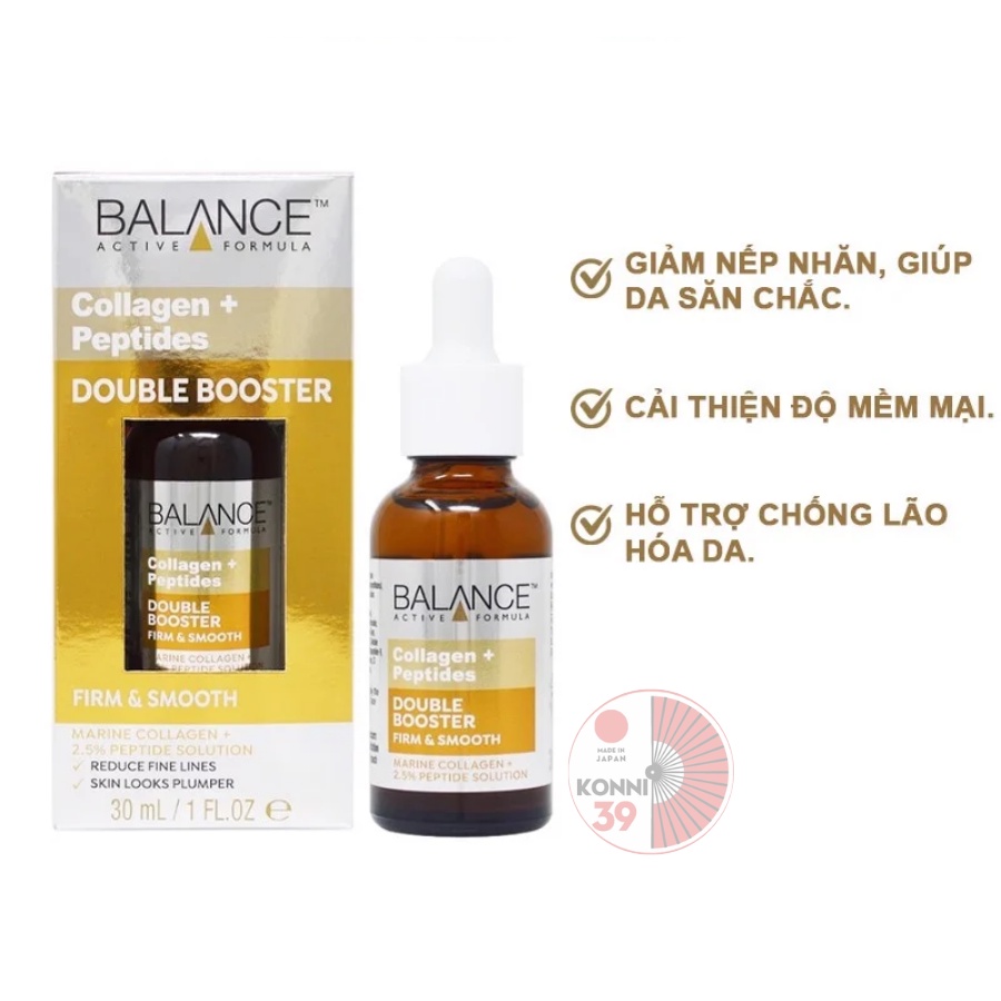 Serum Collagen trẻ hóa làn da - Balance Active Formula Collagen + Peptides Double Booster 30ml - Bahachiha