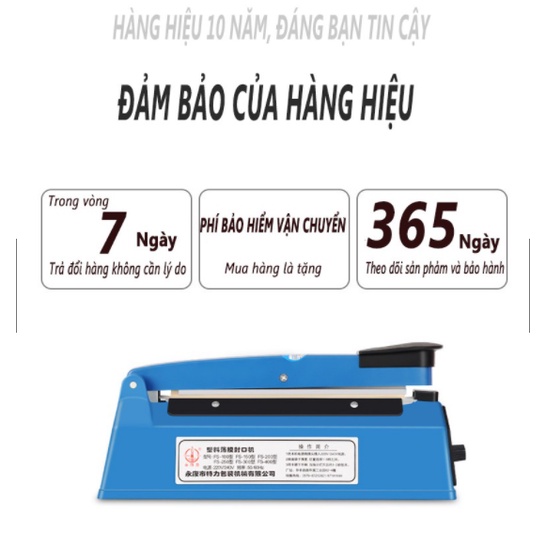 Máy dán, hàn miệng túi nilon đóng gói thực phẩm dập tay - dài 20cm mối hàn 3mm, máy ép túi bóng bền đẹp