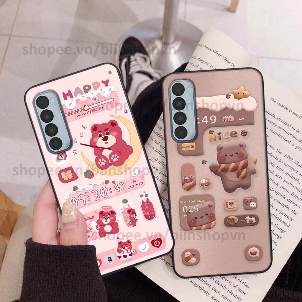 Ốp Oppo Reno4 / Reno4 Pro / Reno 4 in 3D icon gấu nổi siêu xinh, siêu đáng yêu, cá tính phong cách