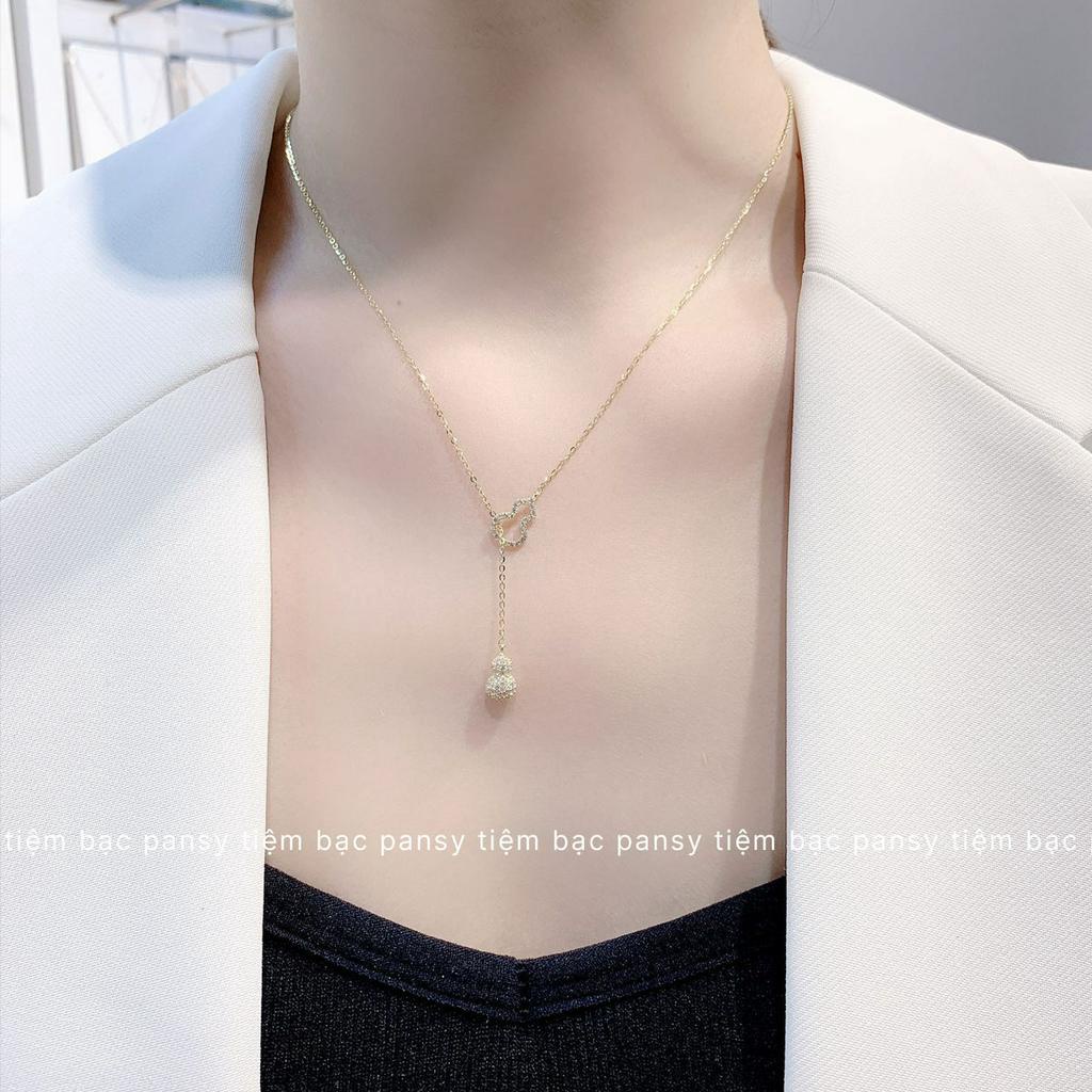 Dây chuyền bạc nữ hồ lô sợi mảnh thanh lịch - Vòng cổ bạc ta dây rút điều chỉnh cá tính PANSY