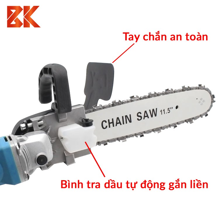 BỘ LƯỠI CƯA XÍCH CHAIN SAW - LƯỠI CƯA XÍCH GẮN MÁY MÀI - TRA DẦU TỰ ĐỘNG - CHẮN BẢO VỆ BẰNG SẮT