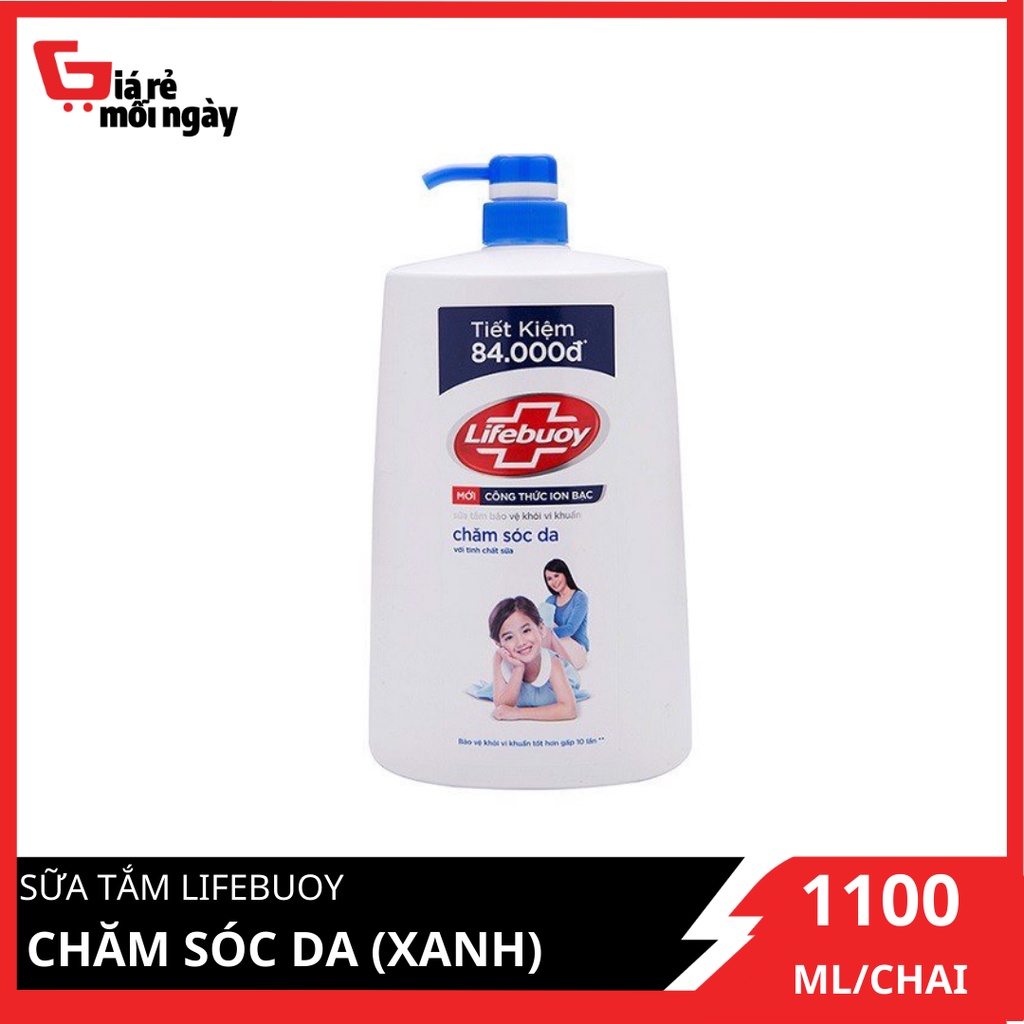 Sữa tắm Lifebuoy Chăm sóc da (Xanh) Chai 1.1kg