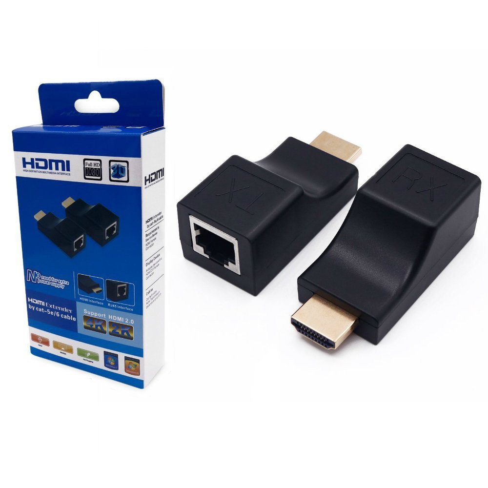 Đầu Nối dài HDMI Lên đến 30m qua dây mạng LAN Cat 5E - Cat 6