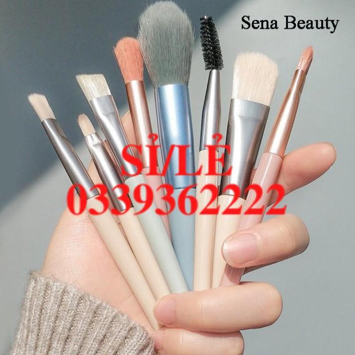 [ CHÍNH HÃNG ] Bộ cọ trang điểm make up cá nhân 8 cây tặng kèm túi zip Vintage Sena Beauty  HAIANHSHOP