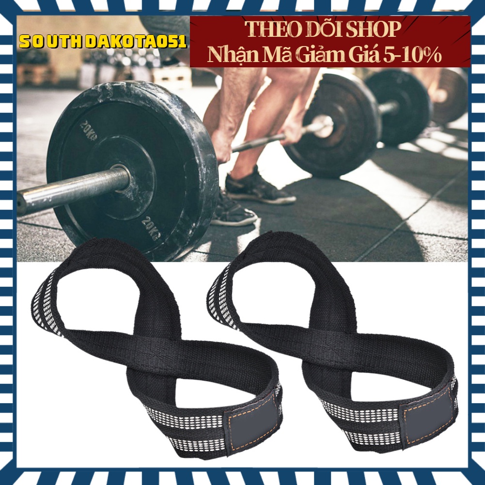 Hàng Sẵn Cặp Dây kéo lưng tập GYM-Hỗ trợ Deadlift, kéo tạ, lên xà Hình 8 Dây đeo cổ tay để kéo lên Thanh ngang Tăng lực cho phòng tập thể dục Thiết bị thể hình【Southdakota051】