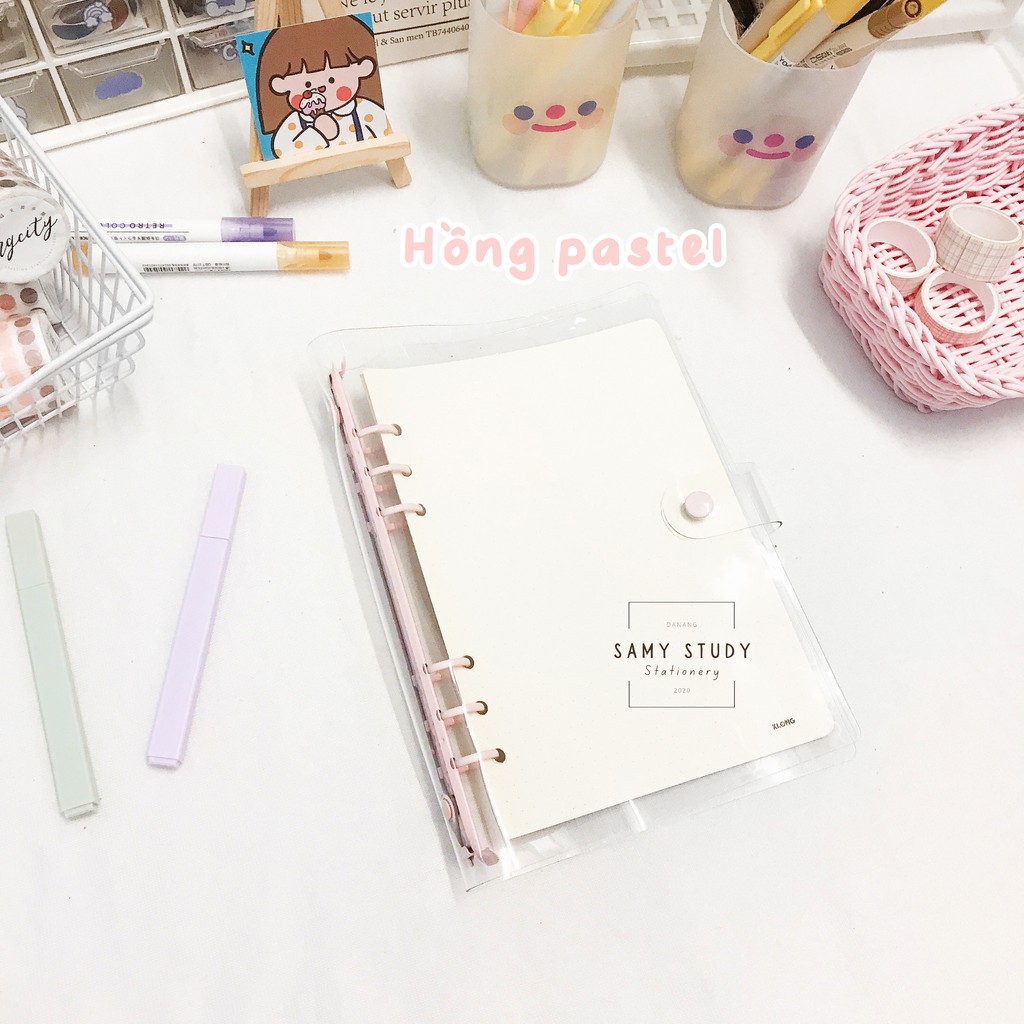 Bìa Còng Binder Size A5 Nhiều Màu Basic Hàn Quốc Màu Pastel Sổ Làm Planner Bullet Journal Take Notes nhỏ gọn