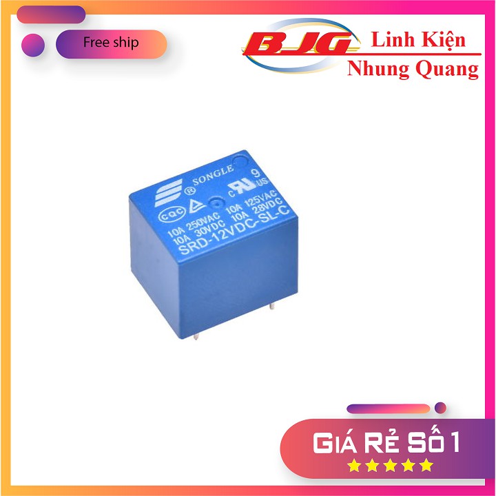 Relay 5v 12v 24v 250VAC 10A SRD 5P-linh kiện điện tử 3m