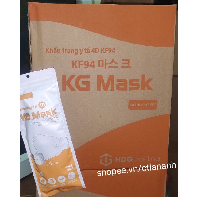 Sỉ 1 thùng khẩu trang 4D KG Mask KF94 60 túi 300 chiếc