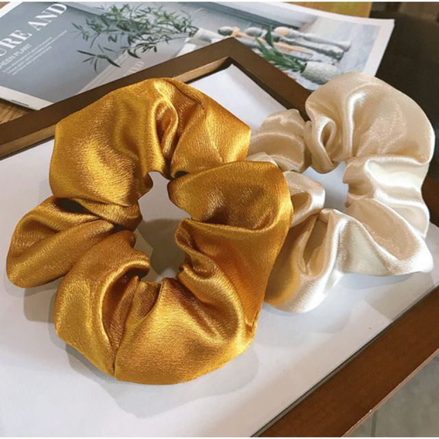 Dây buộc tóc scrunchie vải lụa bóng