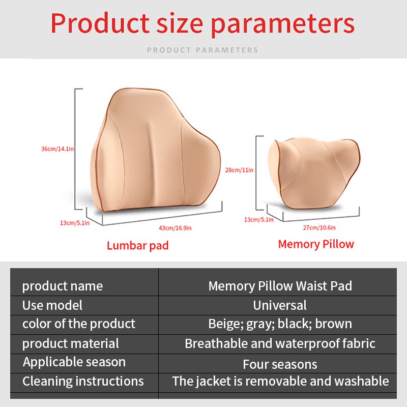 Gối tựa đầu/ Gối tựa lưng xe hơi SEAMETAL xốp hoạt tính làm giảm mệt mỏi thoáng khí tiện lợi