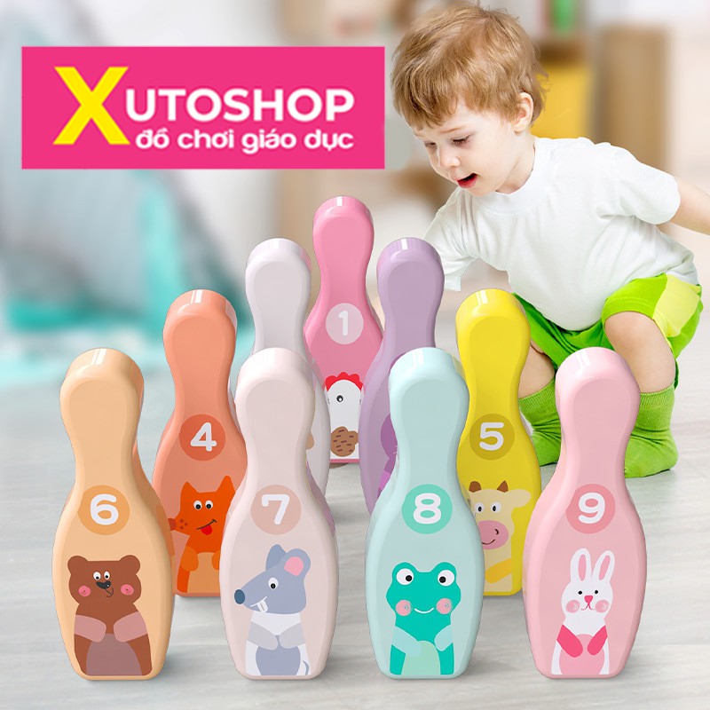 Bộ đồ chơi Bowling bằng gỗ cho bé hình con vật XutoShop