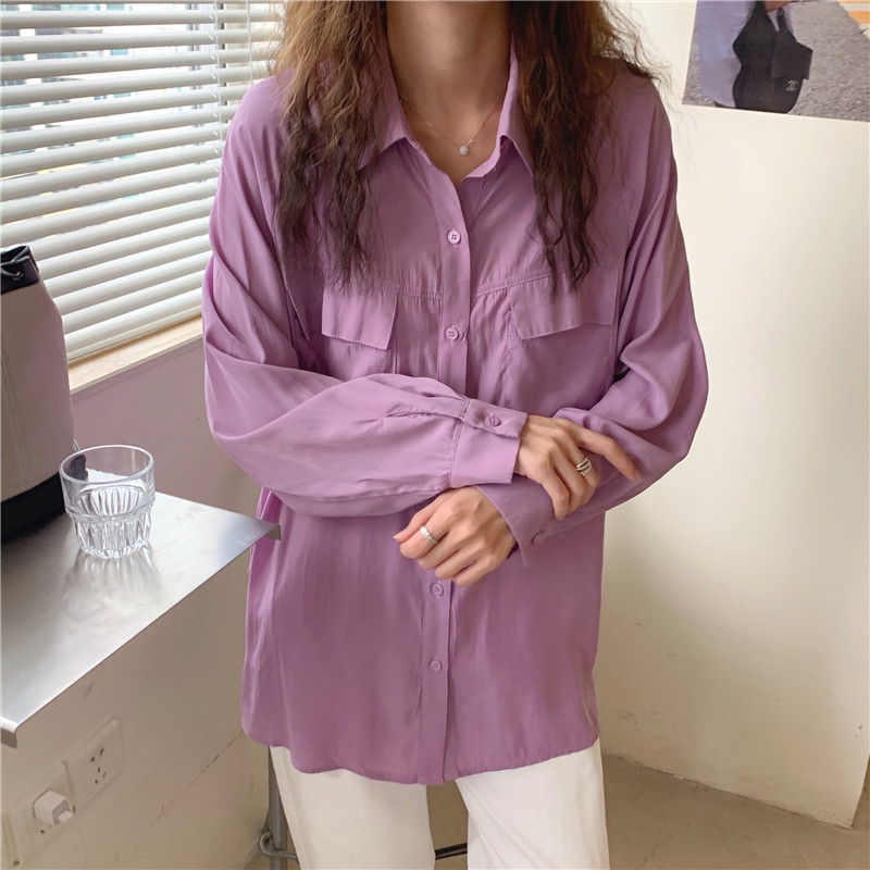 Áo Thun Nữ Cổ Tròn Dài Tay Màu Trơn Đơn Giản 36888