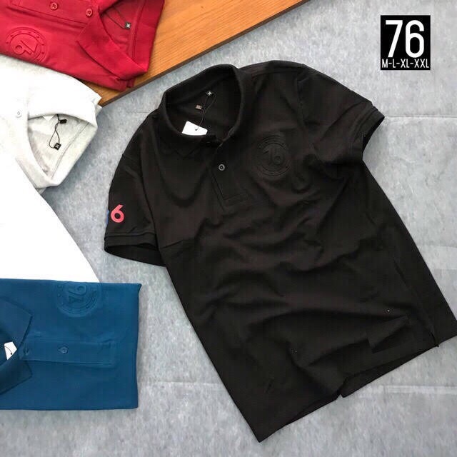 Áo thun cổ bẻ logo dập 76