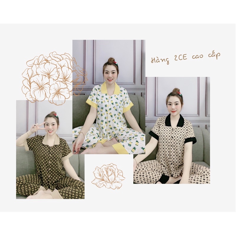 Đồ bộ pijama hàng 2CE cao cấp tay ngắn quần dài Mango loại 1