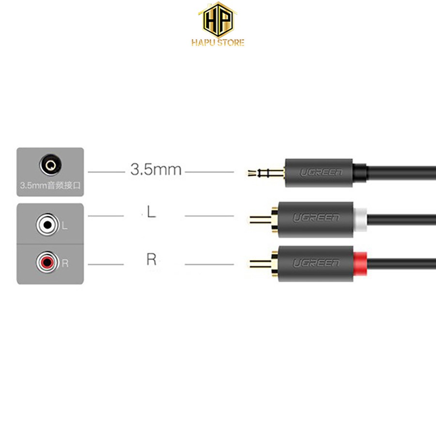 Cáp Audio 1 ra 2 Ugreen 10512 dài 3m chính hãng - Hapustore