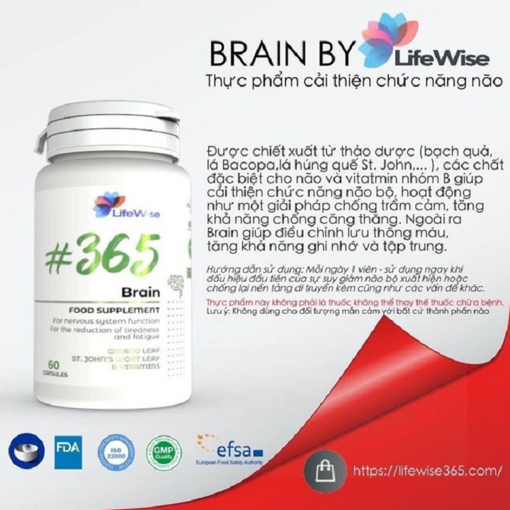[ CHÍNH HÃNG ] - LifeWise #365 Brain - Cải thiện chức năng não giảm căng thẳng | Thế Giới Skin Care