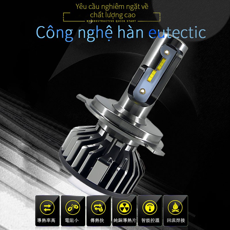 Xe CSP siêu sáng 4500k ánh sáng vàng xe máy bóng đèn pha LED H1 H4LED H11Canbus 12000LM