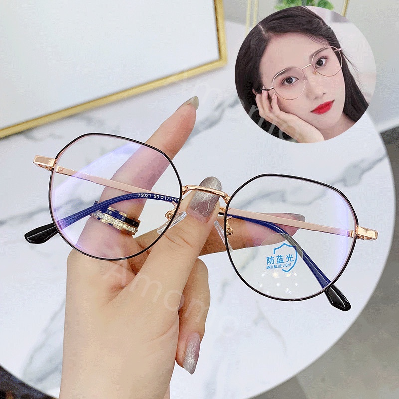 Mắt kính gọng oval bằng kim loại phong cách retro Hàn Quốc thời trang/kính cận có độ  -1.0~-6.0