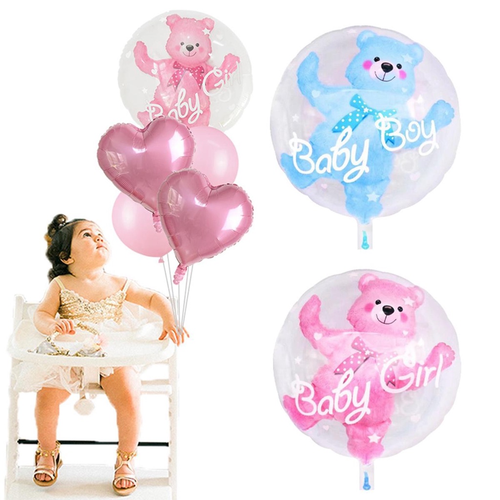 Bong Bóng Đôi Trong Suốt Màu Xanh Dương Hồng 4D Độc Đáo Trang Trí Tiệc Sinh Nhật Cho Bé