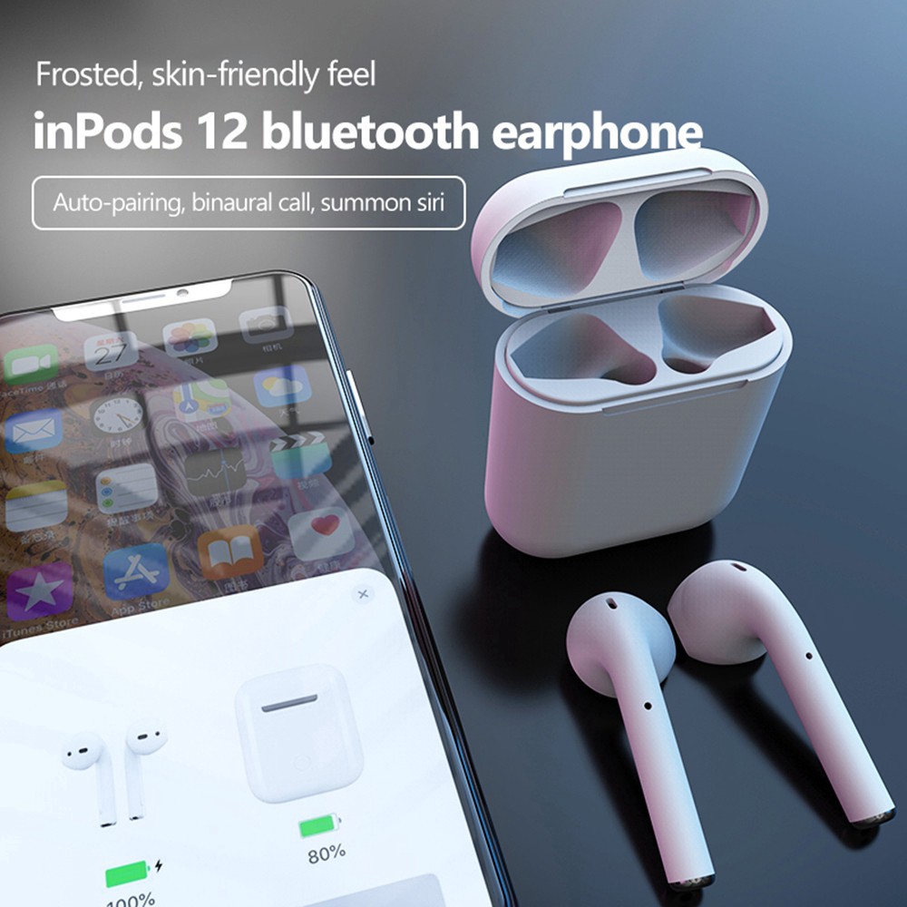 Tai nghe không dây Bluetooth Inpods 12/ Inpods 13/ Inpods Pro 4 có mic màu trơn maracon ngọt ngào