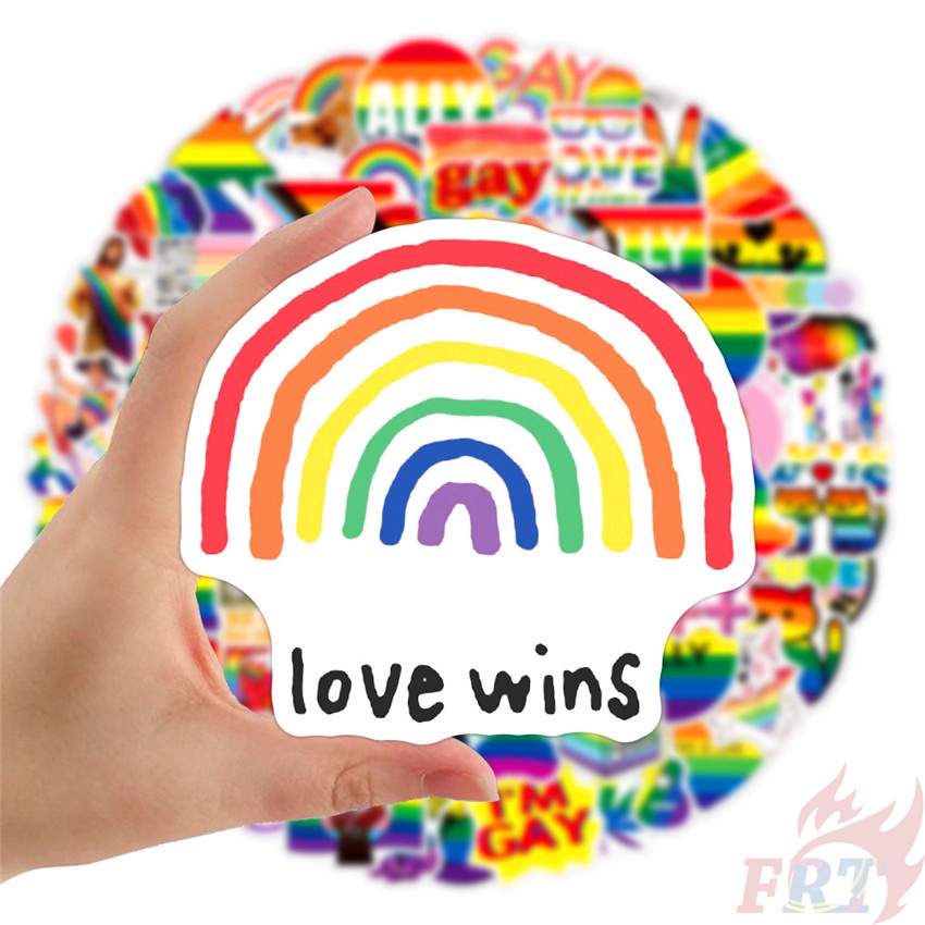 Set 100 miếng dán màu cầu vồng LGBT dùng để trang trí đa năng tiện dụng
