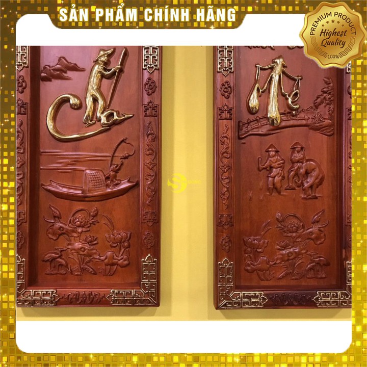 [Mỹ Nghệ Đồng Kỵ] Câu đối cha mẹ gỗ hương dát vàng 1m07 x 30cm