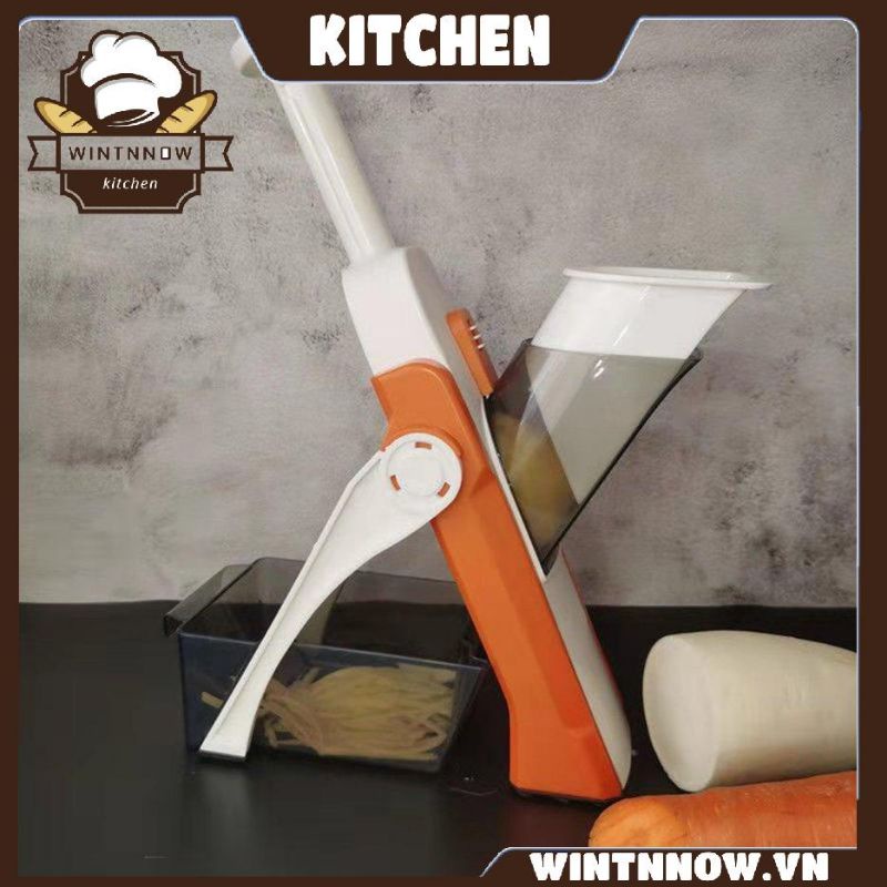 Dụng cụ cắt thái rau củ quả nhà bếp, dạng đứng 4 trong 1, thái lát, thái sợi, bào, tỉa hoa
