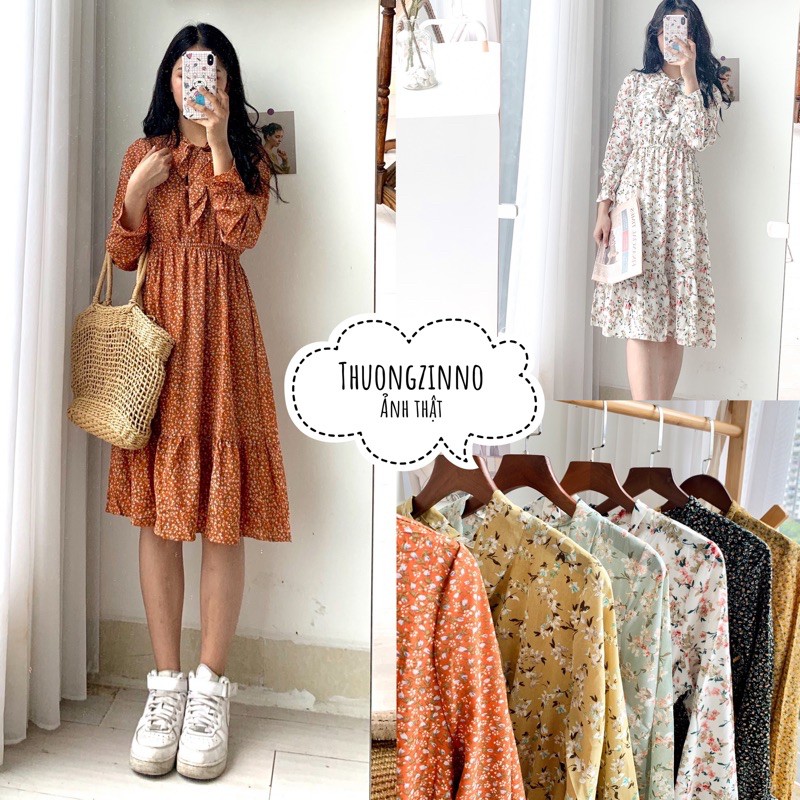 [Ảnh thật/Video] Váy hoa nơ cổ nhiều màu ( có video shop mặc mẫu) | BigBuy360 - bigbuy360.vn