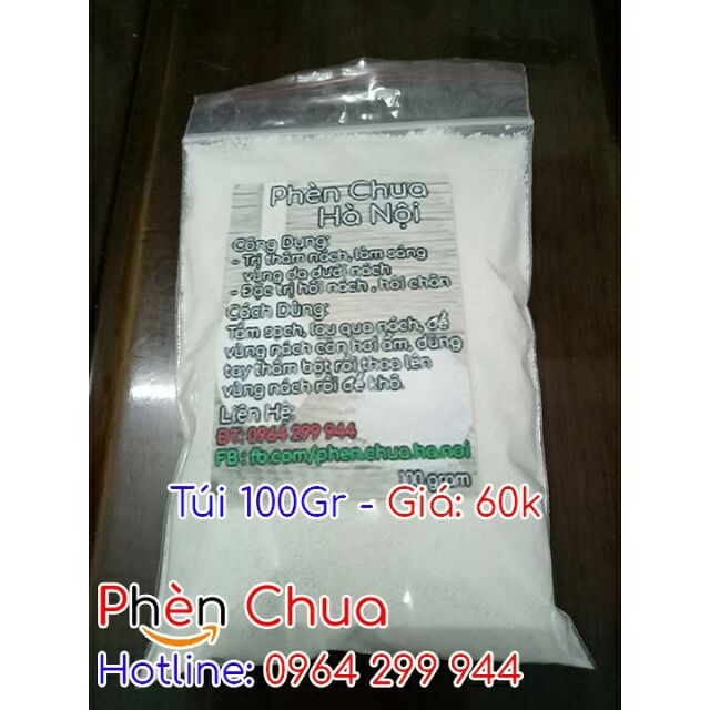 Bột Phèn Chua Hà Nội trị hôi nách, hôi chân túi 100 Gram